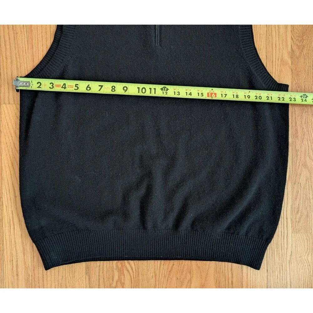 Mens XL 100% Cashmere Sweater Vest Black 1/4 Zip Pullover Forte